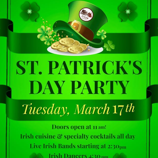 St. Patrick's Day Party at Steam Pub!